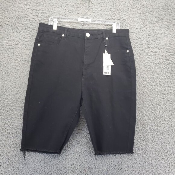Boohoo Pants - Boohoo Shorts Womens 12 Black High Rise Stretch Cycling Denim Style *NWT*
